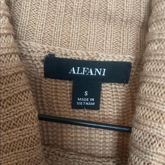 Alfani Brown and Cream Cowl Neck Sweater Dress - Picture 2 of 2